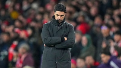 Mikel Arteta wears a dejected look during Arsenal's home game against Manchester United on Sunday, 25 January. AP