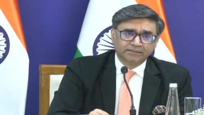 Foreign Secretary Vikram Misri addresses a press briefing on Monday. ANI