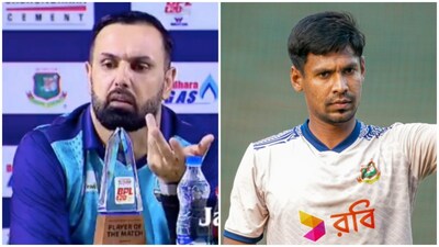 Afghanistan's Mohammad Nabi did not look too pleased after being asked a question on Mustafizur Rahman's controversial exit from the IPL. Image credit: X screengrab/PTI