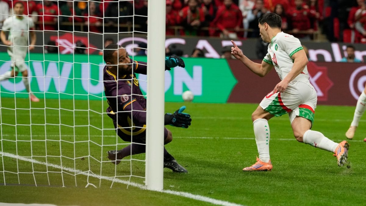 Morocco's Brahim Abdelkader Díaz, right, scores his side's opening goal during the Africa Cup of Nations quarterfinal soccer match between Cameroon and Morocco, in Rabat, Morocco, Friday, Jan. 9, 2026. (AP Photo) Morocco's Brahim Abdelkader Díaz, right, scores his side's opening goal during the Africa Cup of Nations quarterfinal soccer match between Cameroon and Morocco, in Rabat, Morocco, Friday, Jan. 9, 2026. (AP Photo)