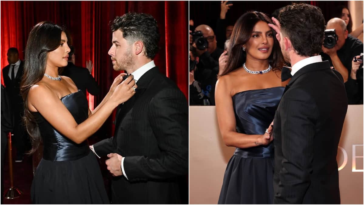 Viral Golden Globe Awards 2026 moment: Priyanka Chopra fixes husband Nick Jonas' bow tie, watch his reaction