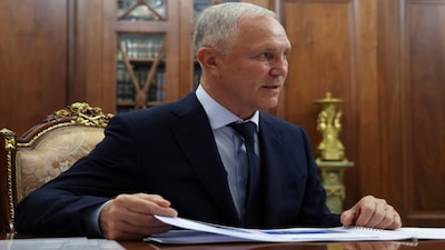 Vladimir Saldo, Moscow-installed leader of the Russian-controlled parts of the Kherson region, attends a meeting with Russian President Vladimir Putin, in Moscow, Russia, on August 26, 2025. Reuters File