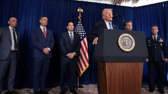 President Donald Trump holds a press conference from Mar-a-Lago club in Palm Beach, Florida, on Saturday. Image-Reuters
