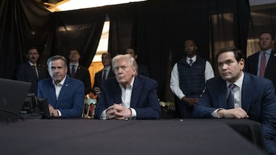 This image posted on US President Donald Trump's Truth Social account on January 3, 2026, shows, L/R, CIA Director John Ratcliffe, President Donald Trump and US Secretary of State Marco Rubio at Mar-a-Lago in Palm Beach, Florida, watching a remote feed of the US military's mission to capture Venezuela's President Nicolas Maduro on January 3, 2026.- AFP