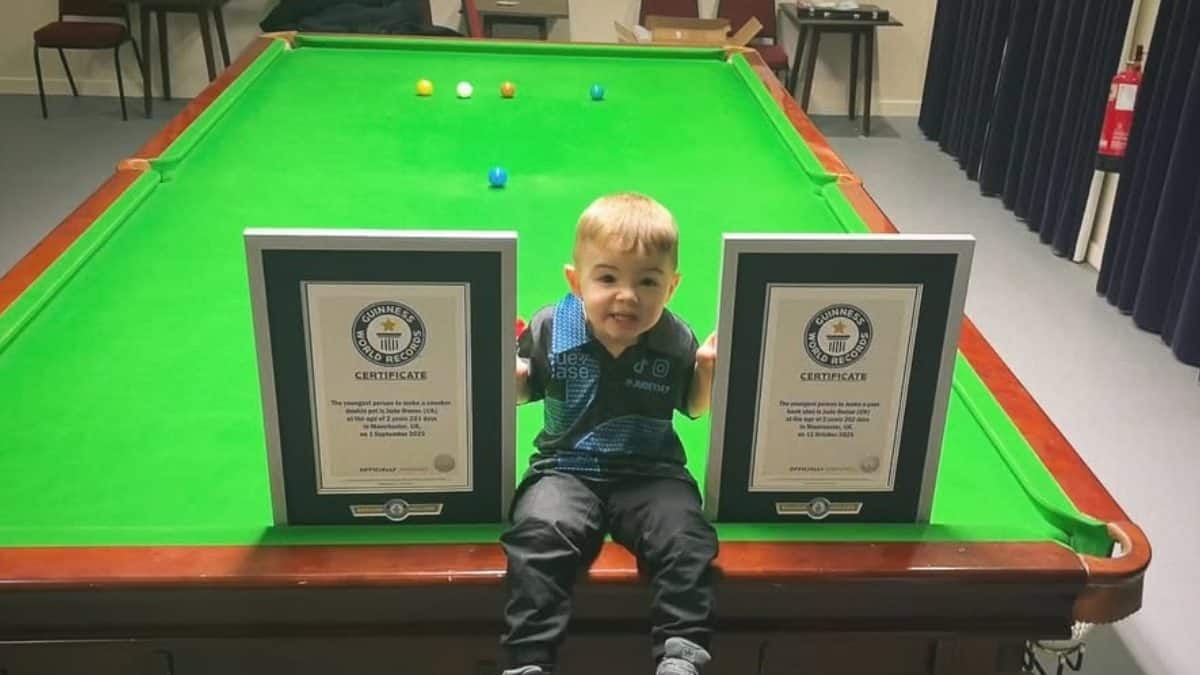 Two-year-old Britisher gets into Guinness World Records twice with snooker trick shots: Watch