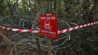 Barbed wire placed by the Royal Thai Army is seen in an area along the Thai-Cambodian border in Phanom Dong Rak, Surin, Thailand on August 20, 2025. AFP File