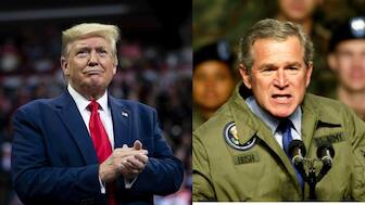 US President Donald Trump (left) and former US President George W. Bush.