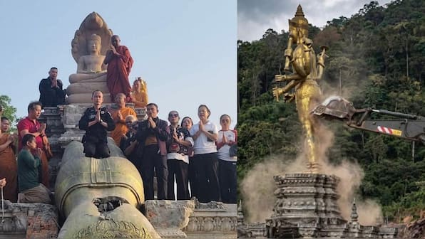 Buddha statue replaces Hindu deity's idol at disputed Thailand–Cambodia border site