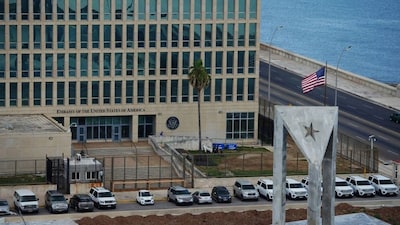 A view of the US Embassy beside the Anti-Imperialist stage in Havana, Cuba, May 24, 2023. File Image/Reuters