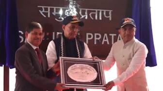 Defence Minister Rajnath Singh commissions ICG's 'Samudra Pratap' in Goa. Image Credit: PTI