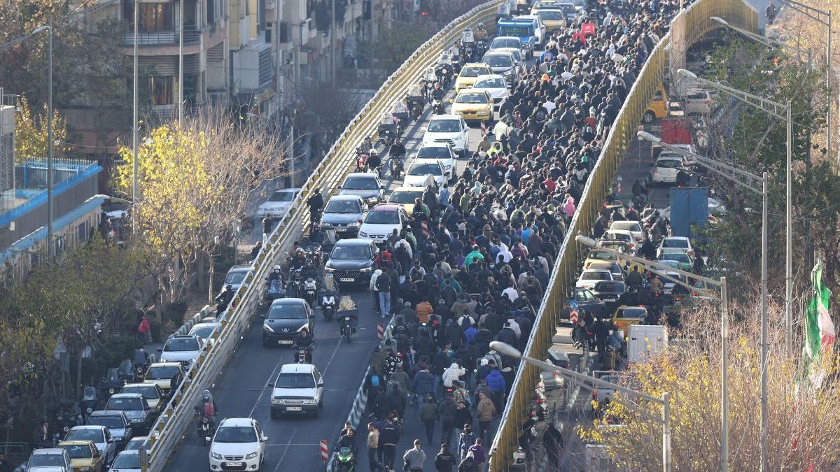 Protesters march on a bridge in Tehran, Iran, on Dec. 29, 2025. Image Credit: AP Protesters march on a bridge in Tehran, Iran, on Dec. 29, 2025. Image Credit: AP