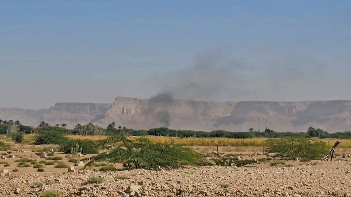 This image grab from an AFPTV footage shows Smoke billowing after airstrikes that killed seven people in Yemen as a Saudi-led coalition hit back against a sweeping advance by the UAE-backed Southern Transition Council (STC) that threatens to spiral into a major confrontation. AFP This image grab from an AFPTV footage shows Smoke billowing after airstrikes that killed seven people in Yemen as a Saudi-led coalition hit back against a sweeping advance by the UAE-backed Southern Transition Council (STC) that threatens to spiral into a major confrontation. AFP