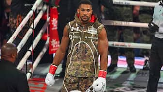 Anthony Joshua was seen getting emotional at his friends' funeral. Image: AFP