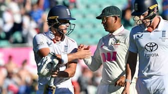 Jacob Bethell reached the three-digit mark in style with a massive six. Image: AFP