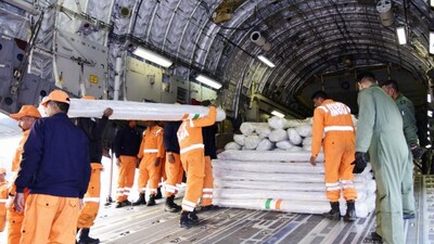 An Indian Air Force C-17 aircraft departed for Clark Air Base, carrying around 30 tonnes of humanitarian aid, including NDRF relief supplies and essential medicines. (X)