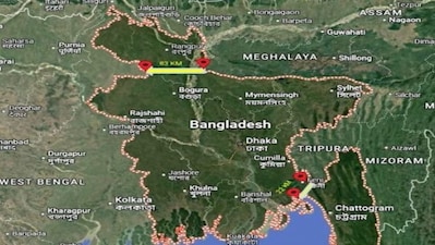Bangladesh also has two 'chicken’s necks' along its border with India, the loss of which would account for nearly 34.2 percent (50,715 sq km) of the country’s total territory. Image: X/@himantabiswa
