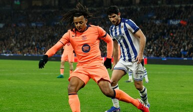 FC Barcelona slipped in the LaLiga title race with an away loss at Real Sociedad. Image: Reuters
