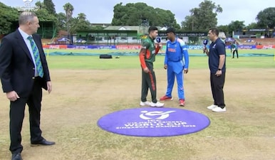 The ongoing IND U19 vs BAN U19 match has seen several rain interruptions and has been delayed. Image: JioStar