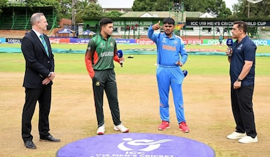 India and Bangladesh captains ignored each other at the toss during their U19 World Cup match. Image: BCB