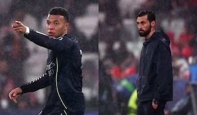 Kylian Mbappe and Alvaro Arbeloa blamed the players as Real Madrid lost to Benfica in Champions League. Images: Reuters