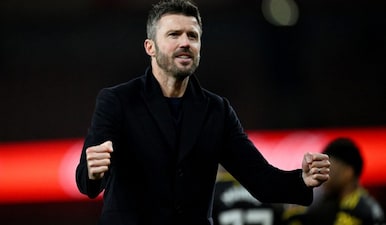 Manchester United manager Michael Carrick celebrates after the match. Image: Reuters