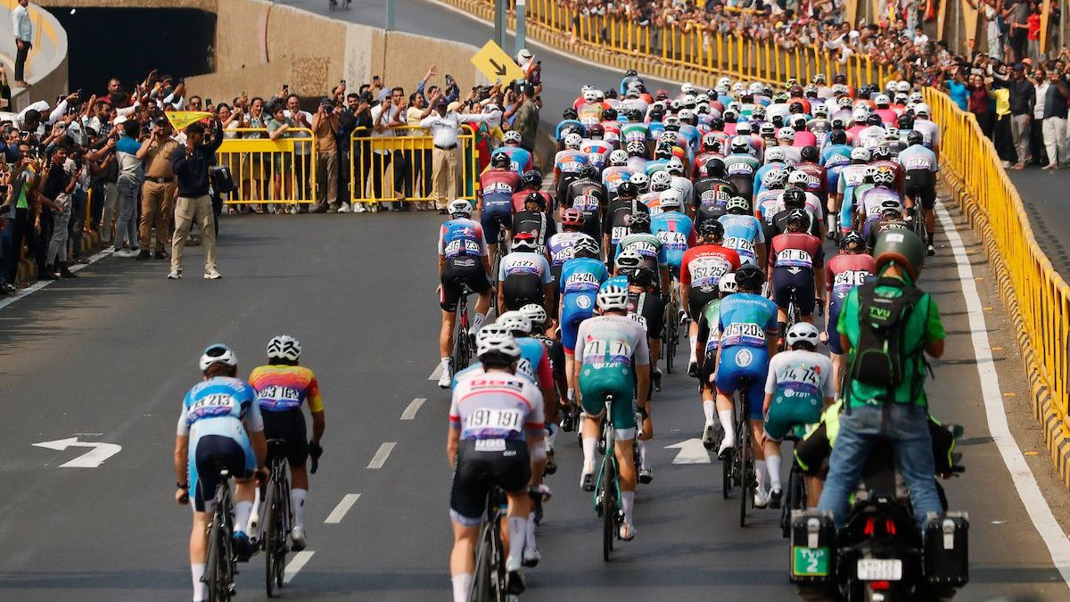 Riders passing through the Pune city during Stage 4. Image: PGT Riders passing through the Pune city during Stage 4. Image: PGT
