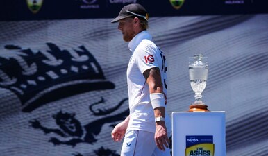  The Ashes - Australia v England - Fifth Test - Sydney Cricket Ground, Sydney, Australia - January 8, 2026 England's Ben Stokes on the podium after the match. Reuters