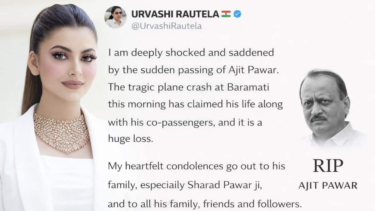 Actress Urvashi Rautela mourns the demise of Maharashtra Deputy CM Ajit Pawar: 'The tragic plane crash at Baramati this morning...'