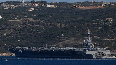 USS Gerald R Ford aircraft carrier is at Souda Bay on the island of Crete, Greece, February 24, 2026. Reuters