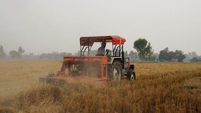 A farmer uses a surface seeder alternate to stubble burning at a rice field amid the ongoing air pollution in Mansa in the northern state of Punjab, November 11, 2024. File Photo/Reuters