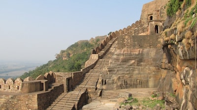 Courtyard of the Neelkanth Temple inside Kalinjar Fort