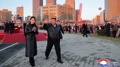 North Korea's Supreme Leader Kim Jong-Un and his daughter Kim Ju Ae attend a completion ceremony for the 10,000-unit housing complex in the fourth phase of the Hwaseong District, in Pyongyang, North Korea, on February 16, 2026. (Photo: KCNA via Reuters) 