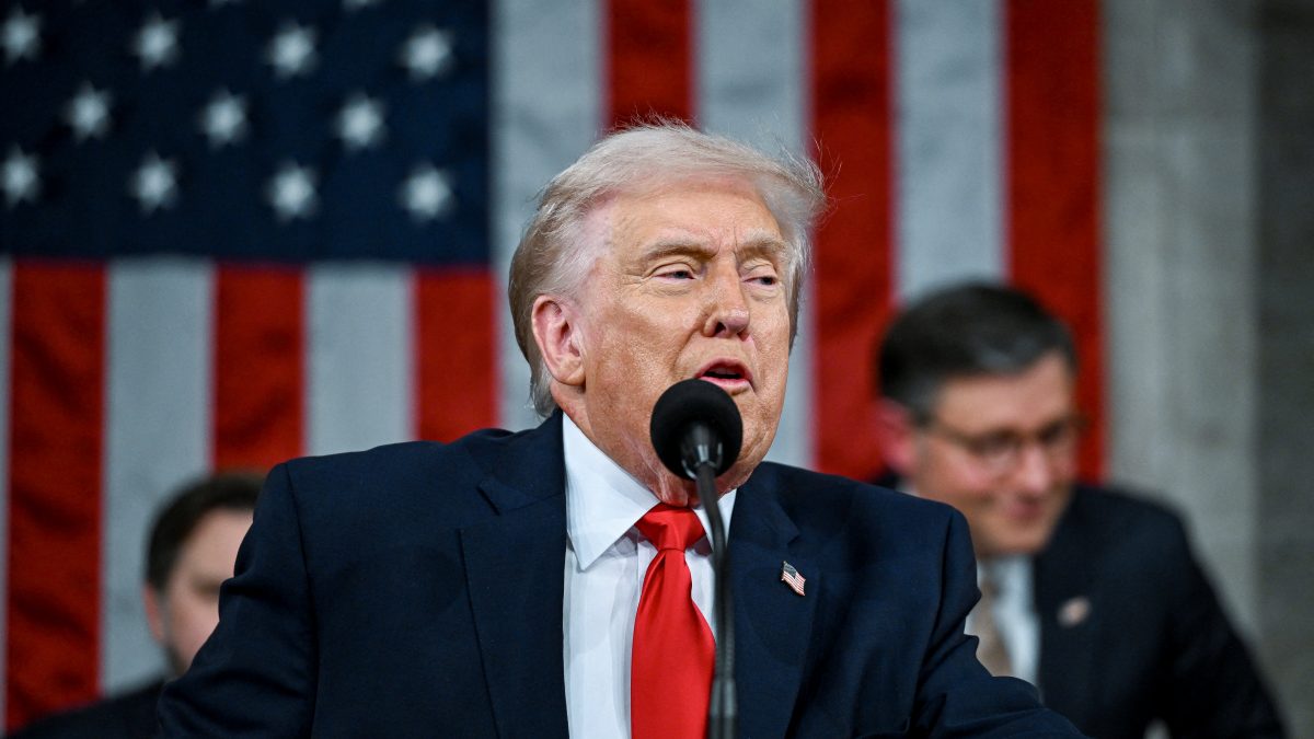 US President Donald Trump delivers the first State of the Union address of his second term to a joint session of Congress in the House Chamber of the United States Capitol in Washington, DC, on February 24, 2026. (Photo by Kenny HOLSTON / POOL / AFP) US President Donald Trump delivers the first State of the Union address of his second term to a joint session of Congress in the House Chamber of the United States Capitol in Washington, DC, on February 24, 2026. (Photo by Kenny HOLSTON / POOL / AFP)