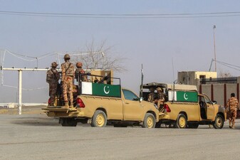 Pakistani soldiers patrol near the PakistanAfghanistan border crossing in Chaman on February 27, 2026. Photo: File/AFP