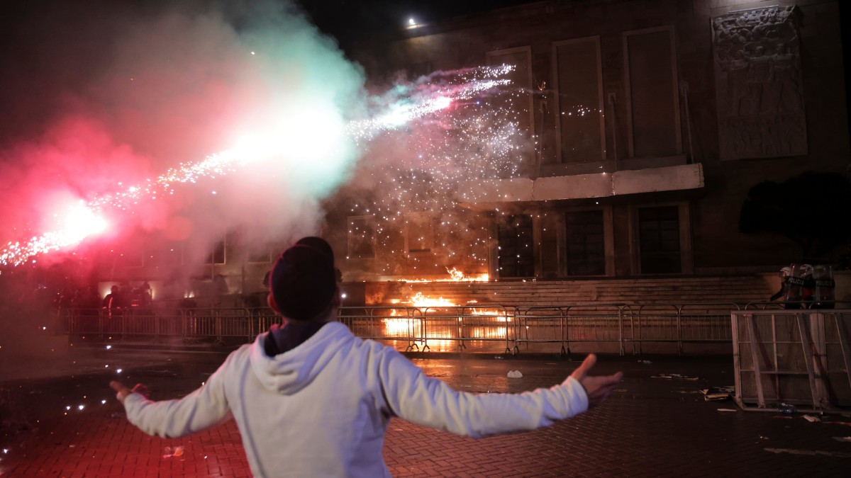 Violence breaks out in Albania as thousands rally against government Violence breaks out in Albania as thousands rally against government