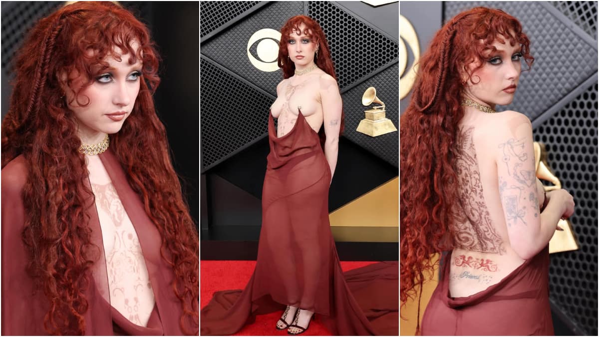Grammys 2026: Chappell Roan turns heads in 'naked dress' held up by faux nipple rings; don't miss the henna tattoos