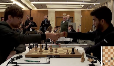 This was D Gukesh' first ever defeat to Jorden van Foreest. Image: Chess24/X
