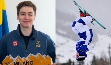 Swedish skier Elis Lundholm is the first openly transgender athlete to compete at a Winter Olympics. Images: Elis Lundholm Instagram/AP