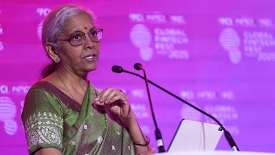 India's Finance Minister Nirmala Sitharaman speaks at the Global Fintech Fest in Mumbai, India, on October 7, 2025. (Photo: Francis Mascarenhas/Reuters)