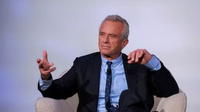 Robert F Kennedy Jr. speaks during The World Values Network's Presidential Candidate Series that discusses fighting antisemitism and championing Israel in New York City on July 25, 2023. (Photo: Amr Alfiky/Reuters) 