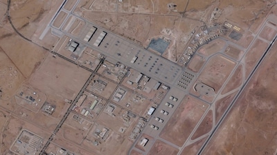 A satellite image shows planes at Prince Sultan Air Base in Saudi Arabia on February 21, 2026. 2026 Planet Labs PBC/Handout via Reuters