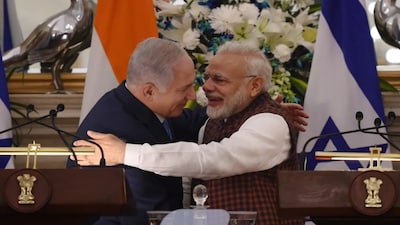 Prime Minister Modi has enjoyed a prolonged friendship with PM Benjamin Netanyahu. Image: Money Sharma/AFP