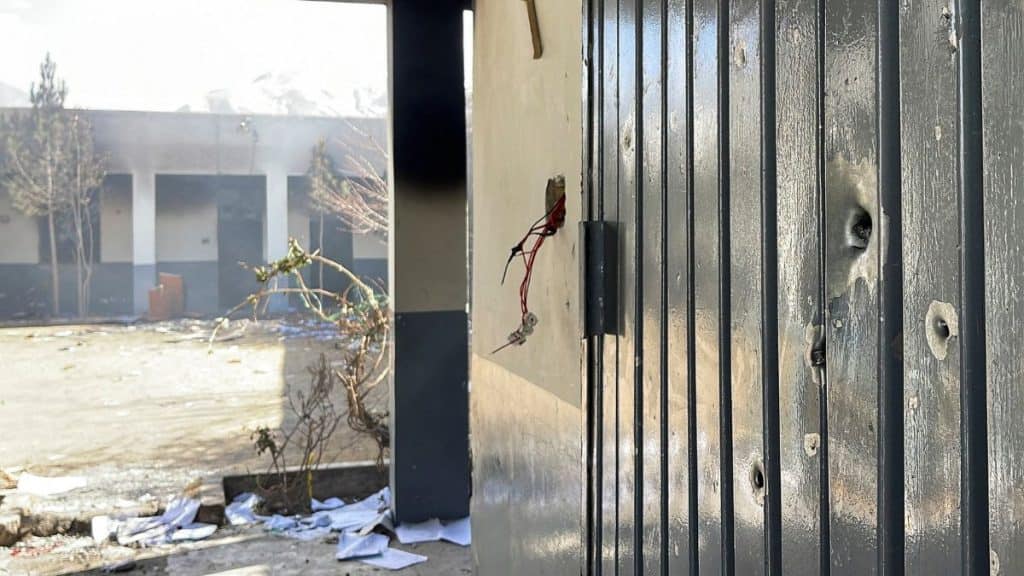 A view of a bullet riddle door at a police station, following militant attacks, in Quetta, Pakistan, February 1, 2026. File Image/Reuters