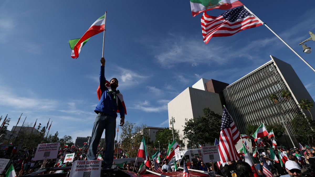 Demonstrators take part in a march in support of the people of Iran by members of the American-Iranian community in Los Angeles on February 14, 2026.- AFP Demonstrators take part in a march in support of the people of Iran by members of the American-Iranian community in Los Angeles on February 14, 2026.- AFP