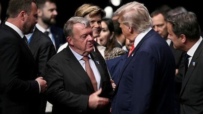 US President Donald Trump and Denmark's Foreign Minister Lars Lokke Rasmussen,. File- AP