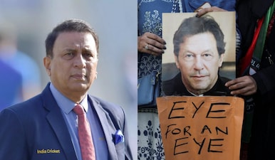 Sunil Gavaskar make a passionate plea to Pakistan government regarding former cricketer Imran Khan. Images: PTI/Reuters