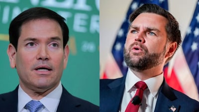 United States Secretary of State Marco Rubio (L) and Vice President JD Vance.