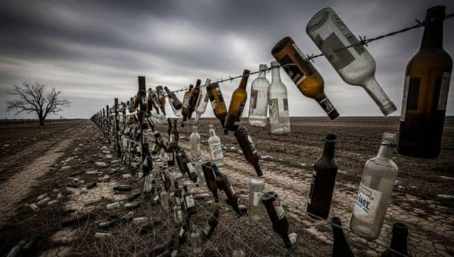 Why are glass bottles hanging on the India-Pakistan border?