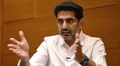  Information technology minister Nara Lokesh speaking during an interview with AFP in New Delhi.  AFP