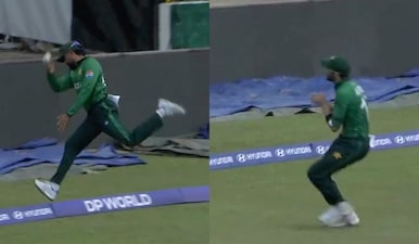 Babar Azam and Shaheen Afridi combined to take a brilliant catch in Pakistan’s first match at T20 World Cup 2026. Images: JioHostar 